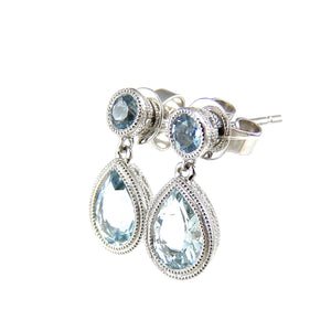 White Gold Aquamarine Drop Earrings