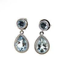 Load image into Gallery viewer, White Gold Aquamarine Drop Earrings