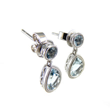 Load image into Gallery viewer, White Gold Aquamarine Drop Earrings