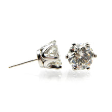 Load image into Gallery viewer, Six prong white gold post style lab grown diamond earrings