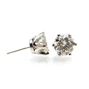Six prong white gold post style lab grown diamond earrings