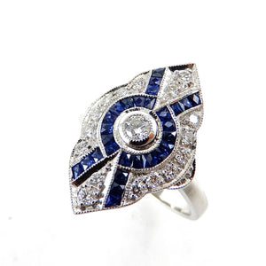 Vintage Style Diamond and Sapphire Ring
