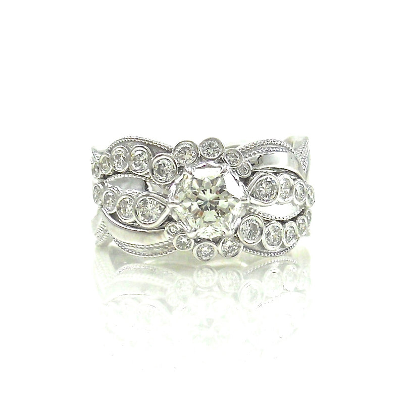 Fire-Rose Diamond Wedding Set