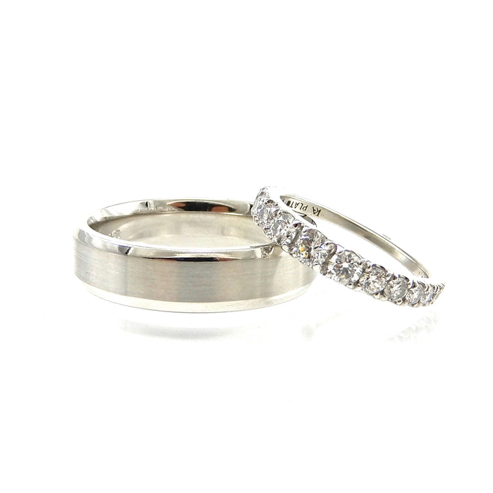diamond band and wedding band set