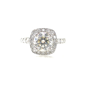 4 prong set diamond halo custom engagement ring