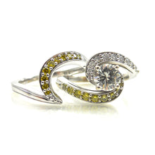 Load image into Gallery viewer, custom wedding band set diamond solitaire and diamond and