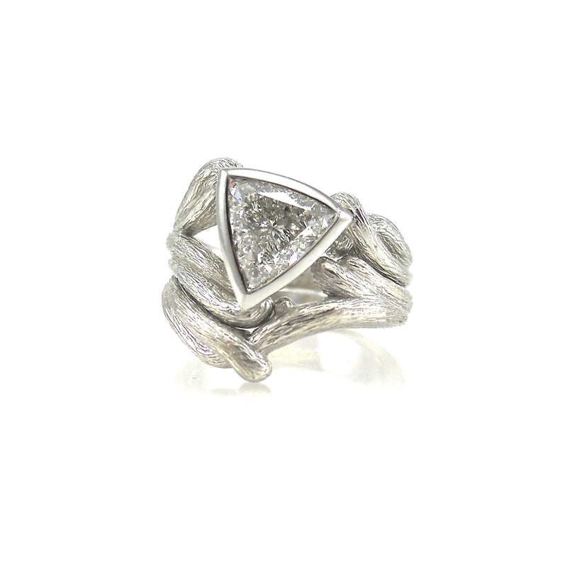 organic vine inspired wedding band and engagement ring set