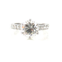 Load image into Gallery viewer, solitaire engagement ring 6 prong set diamond center stone accented with diamonds