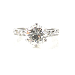 solitaire engagement ring 6 prong set diamond center stone accented with diamonds