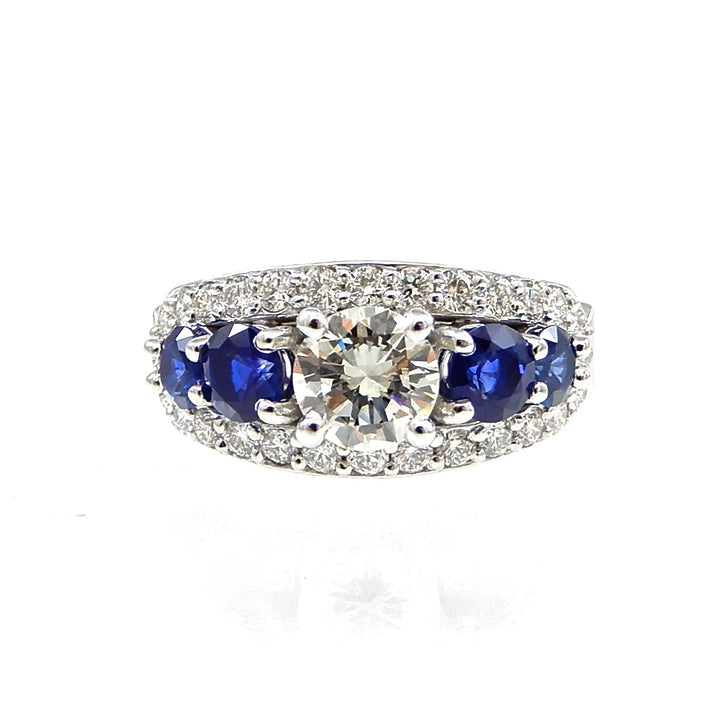Sapphire Accented Diamond Ring