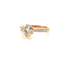 Load image into Gallery viewer, custom rose gold solitaire engagement ring 4 prong set diamond center stone accented with diamonds