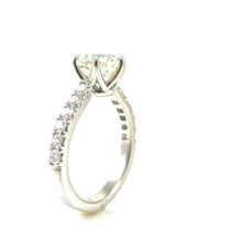 Load image into Gallery viewer, custom solitaire engagement ring 6 prong set diamond center stone accented with diamonds