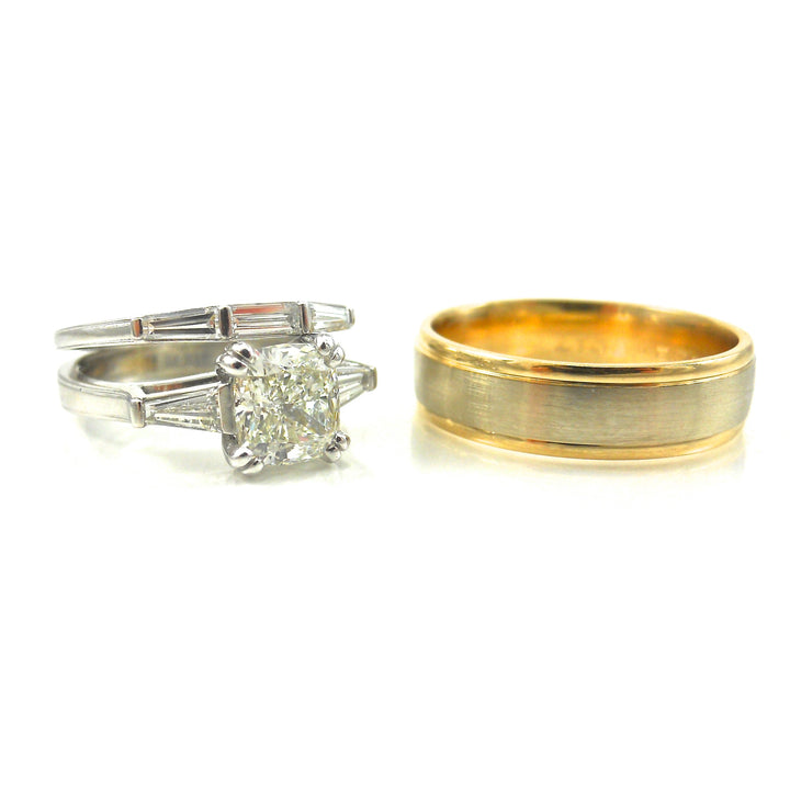 wedding band set for bride and groom