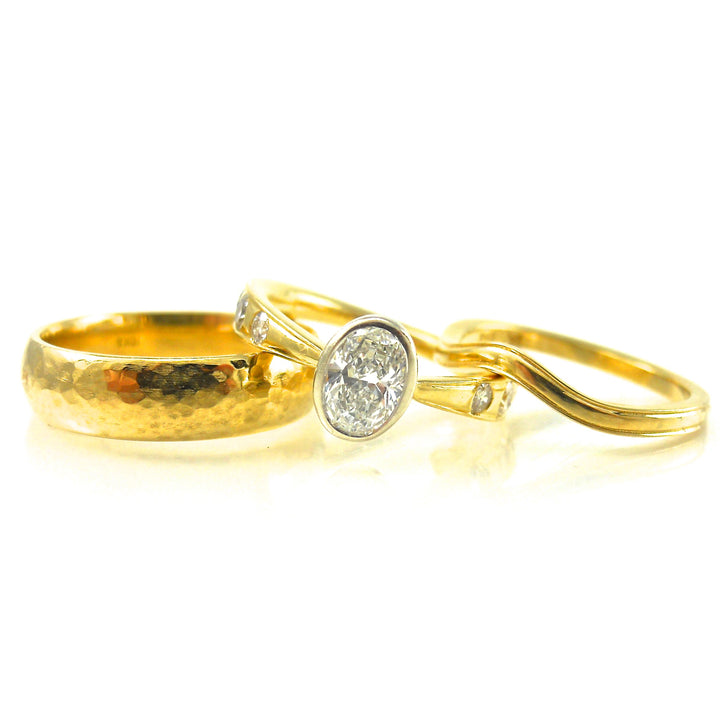 yellow gold custom wedding band set