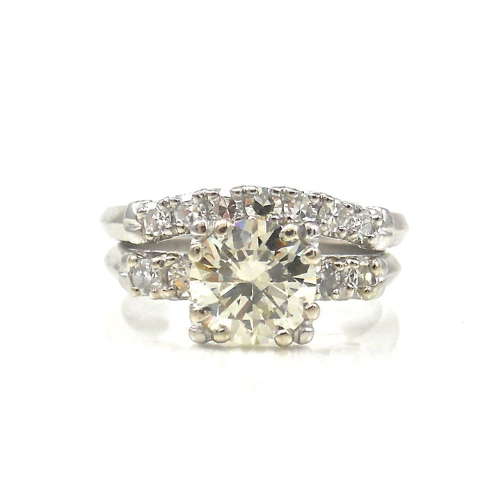 diamond engagement ring and half eternity wedding band set