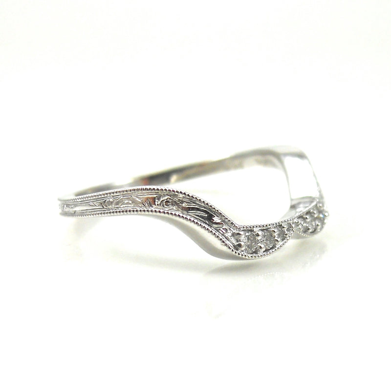 custom diamond wedding band with filigree 