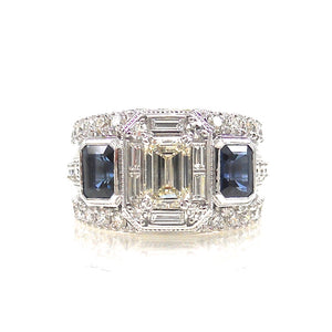 Emerald Cut Diamond and Sapphire Dream Ring