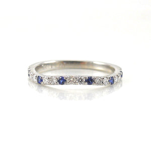 diamond and sapphire eternity band curved