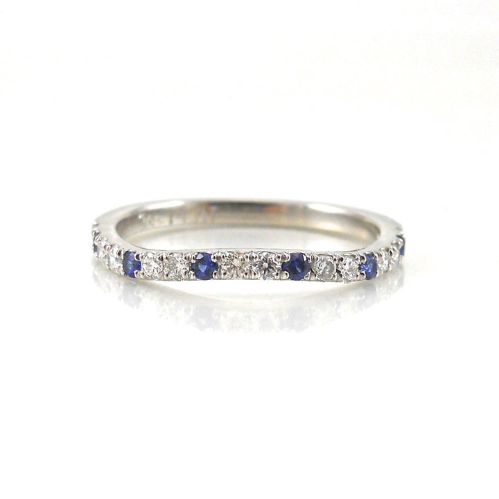 diamond and sapphire eternity band curved