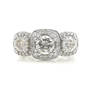 three stone diamond custom engagement ring