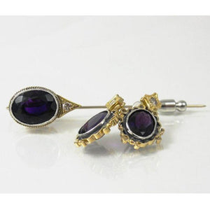 custom amethyst earring and pin set