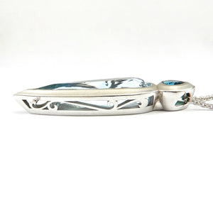 Infinity Aquamarine & Blue Tourmaline Slide Pendant