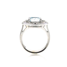Load image into Gallery viewer, Aquamarine Scroll Halo Ring
