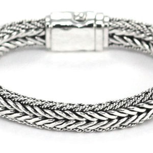 Bali Sterling Silver Textured Chain Bracelet