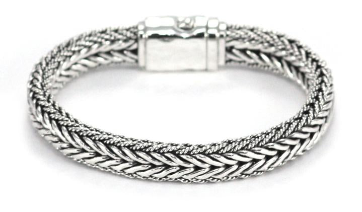 Bali Sterling Silver Textured Chain Bracelet
