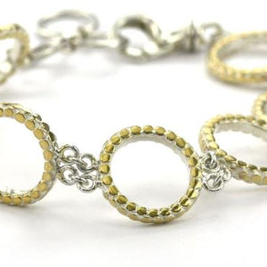 Bali Sterling Silver Ring Link Bracelet with 18k Gold Vermeil