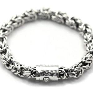 Bali Sterling Silver Byzantine Chain with Hammered Barrel Clasp