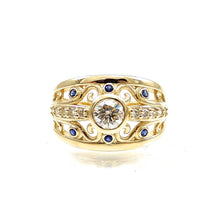 Load image into Gallery viewer, Diamond and Sapphire Wedding Ring