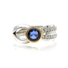 Load image into Gallery viewer, sapphire ring in yellow gold bezel