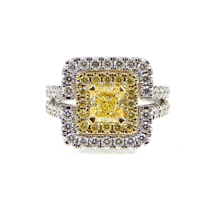 Canary Diamond Deco Square Ring