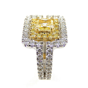 Canary Diamond Deco Square Ring