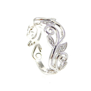 Diamond Open Leaf Ring