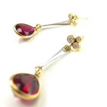 Load image into Gallery viewer, Pear shaped Rubellite tourmalines dangle earrings