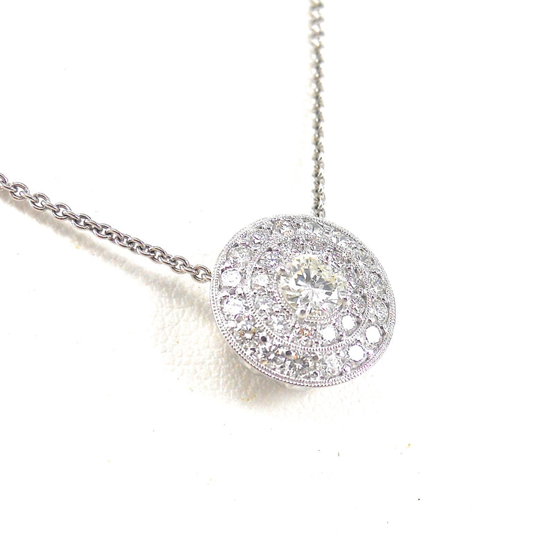 Diamond Slide Pendant with Double Halo