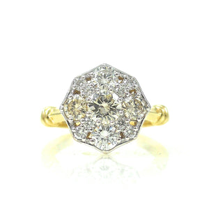two tone engagement ring halo of diamonds 
