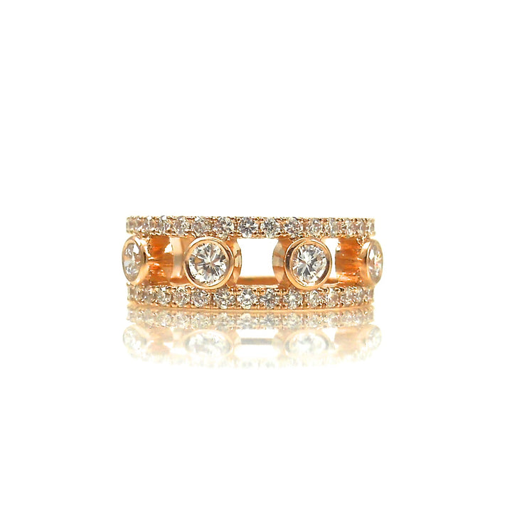 Four Diamond Rose Gold Wedding Set