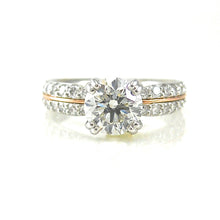 Load image into Gallery viewer, Diamond Engagement Ring with Emerald Accents