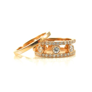 Four Diamond Rose Gold Wedding Set