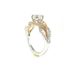 Load image into Gallery viewer, white gold and rose gold and diamond solitaire engagement ring