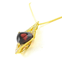 Load image into Gallery viewer, Red Rhodolite Garnet and Diamond Necklace