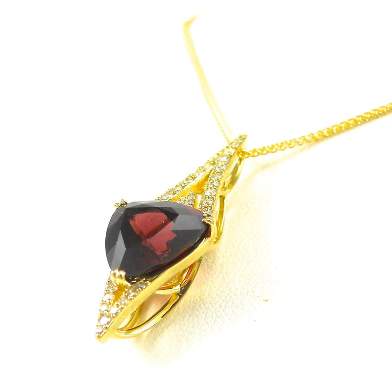 Red Rhodolite Garnet and Diamond Necklace