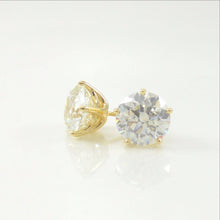 Load image into Gallery viewer, 4.02ct diamond studs featured in custom-designed 14k yellow-gold baskets