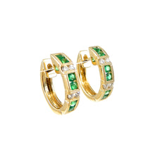 Load image into Gallery viewer, Emerald and Diamond Earrings