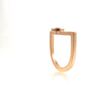 Load image into Gallery viewer, Handcrafted modern ruby rose gold ring