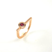 Load image into Gallery viewer, Custom Handcrafted modern ruby rose gold ring