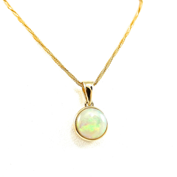 14k yellow-gold bezel set opal necklace